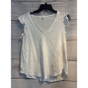 Tree of Life Ruffle Sleeve V-Neck Top